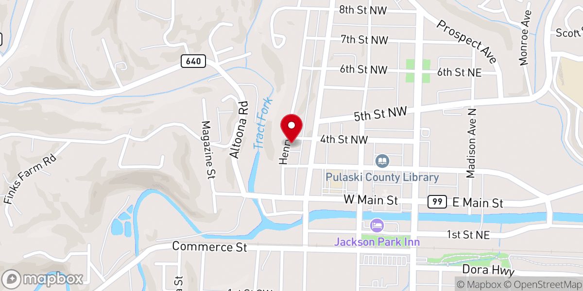 Map showing location of Pulaski Seventh-day Adventists