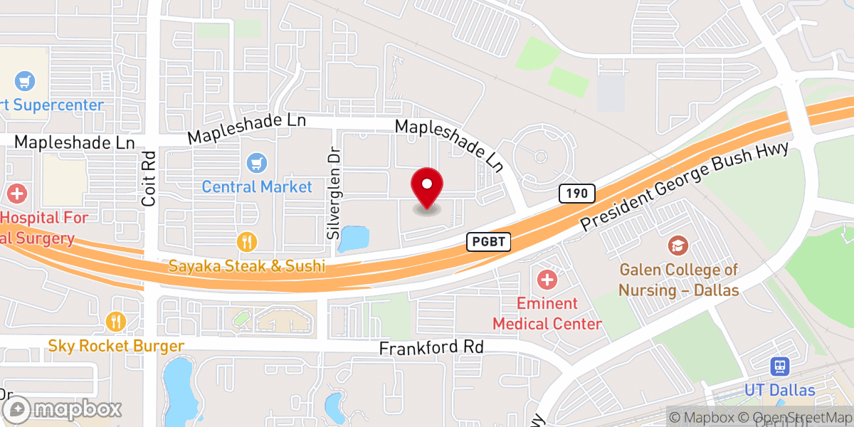 Map showing location of First Baptist Church Plano