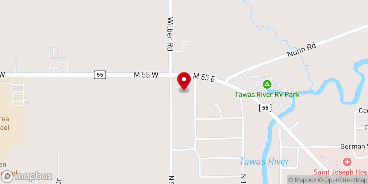 Map showing location of Tawas Methodist Church