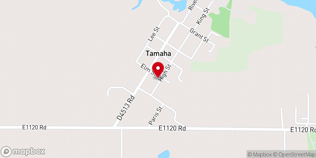 Map showing location of Tamaha Freewill Baptist Church
