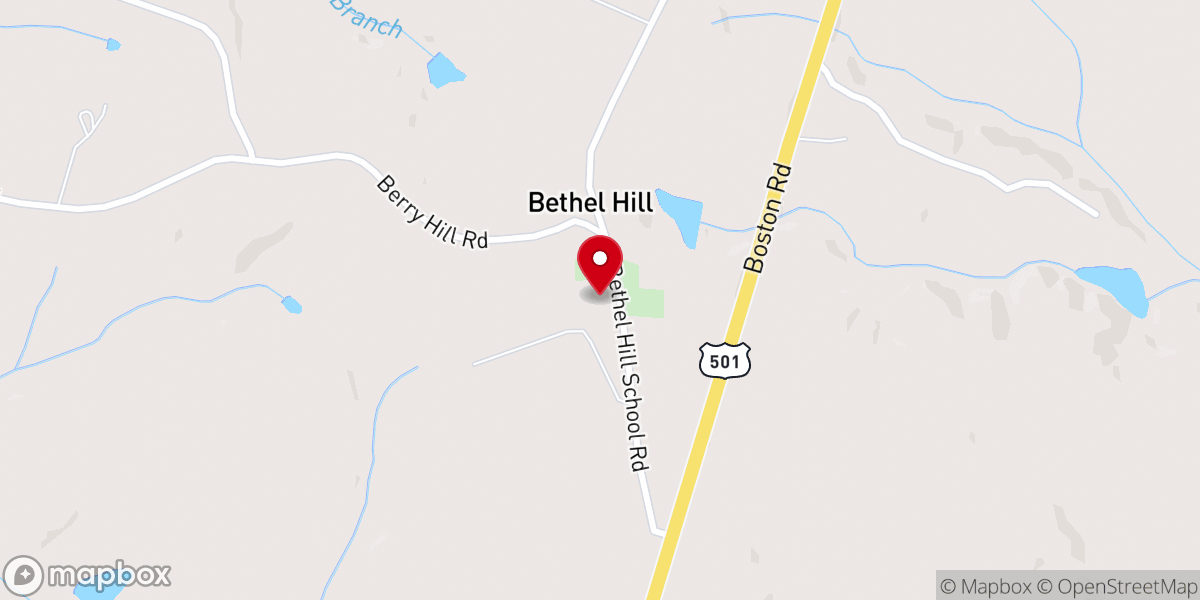 Map showing location of Prospect Hill Baptist Church