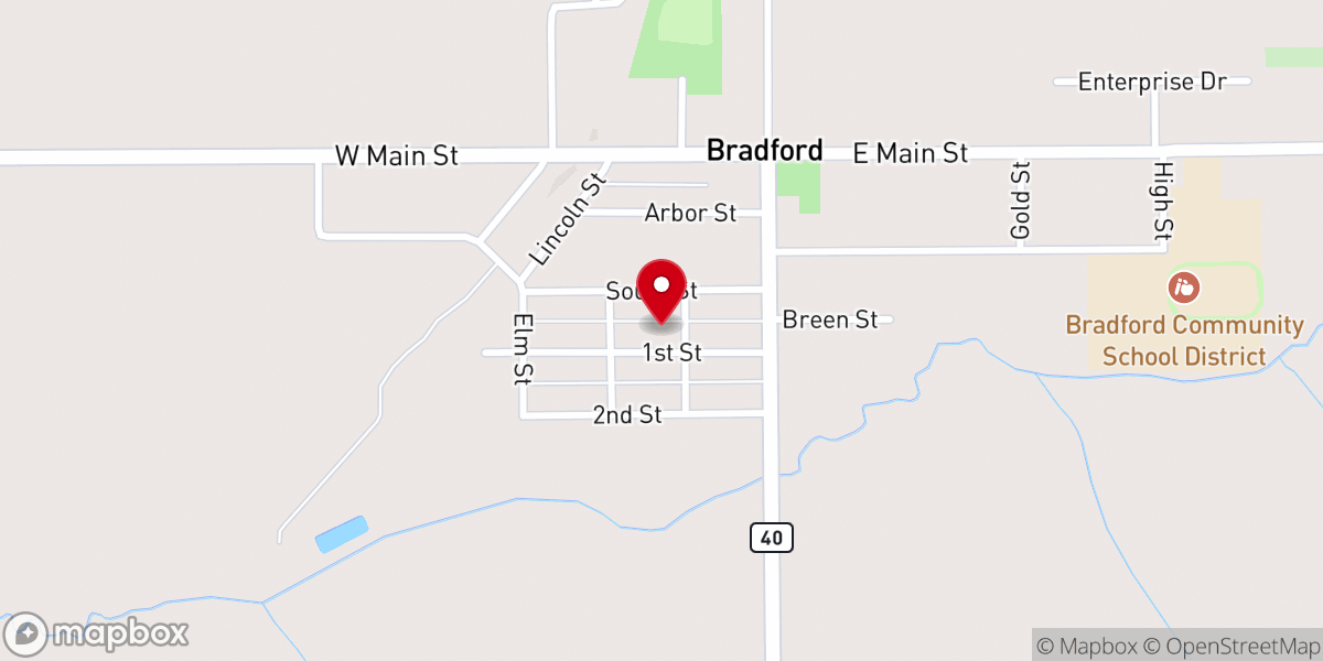 Map showing location of Saint John the Baptist Catholic Church, Bradford