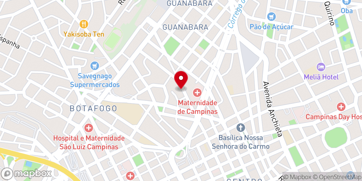 Map showing location of Igreja do Nazareno Central de Campinas