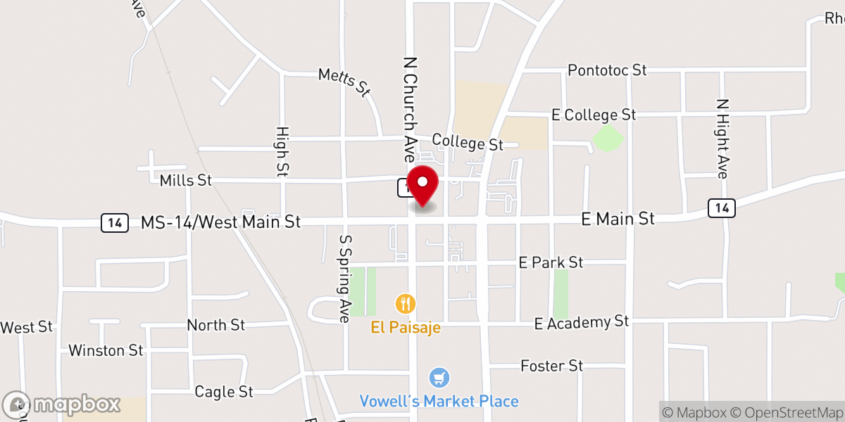 Map showing location of First United Pentecostal Church
