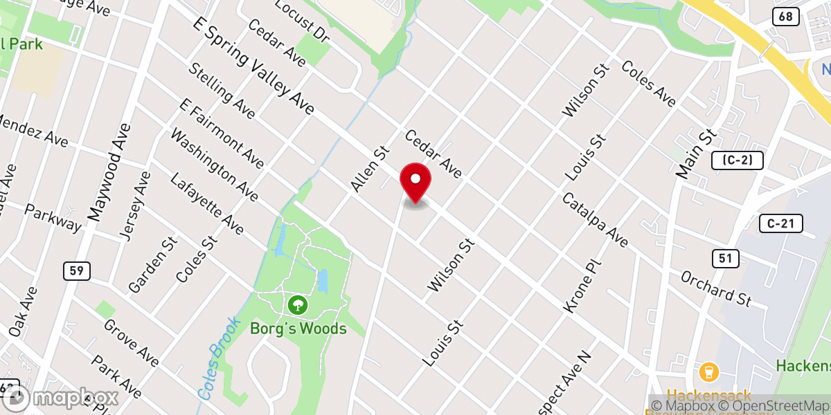 Map showing location of Summit Church of Bergen County