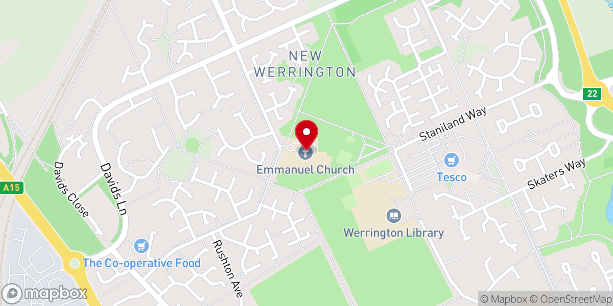 Map showing location of Werrington Parish Church