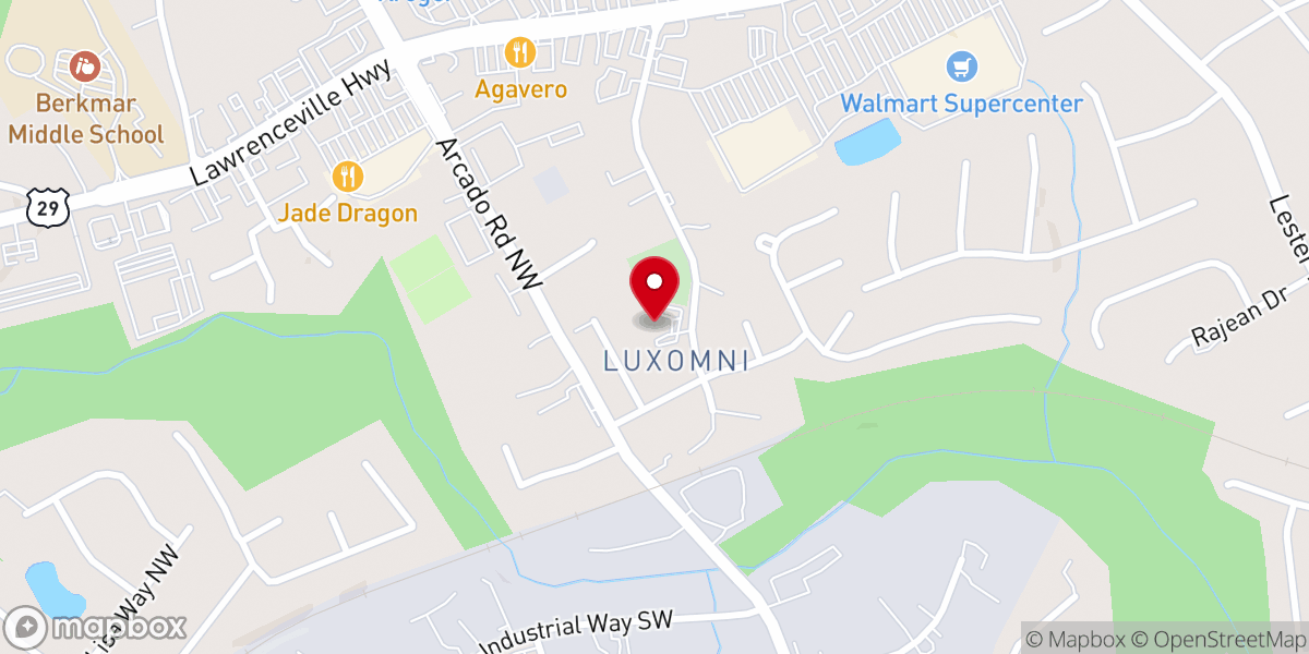 Map showing location of Luxomni Baptist Church