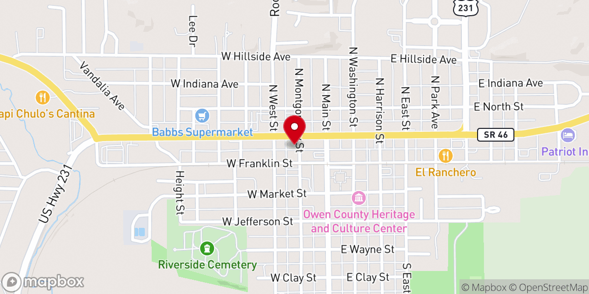 Map showing location of Spencer United Methodist Church