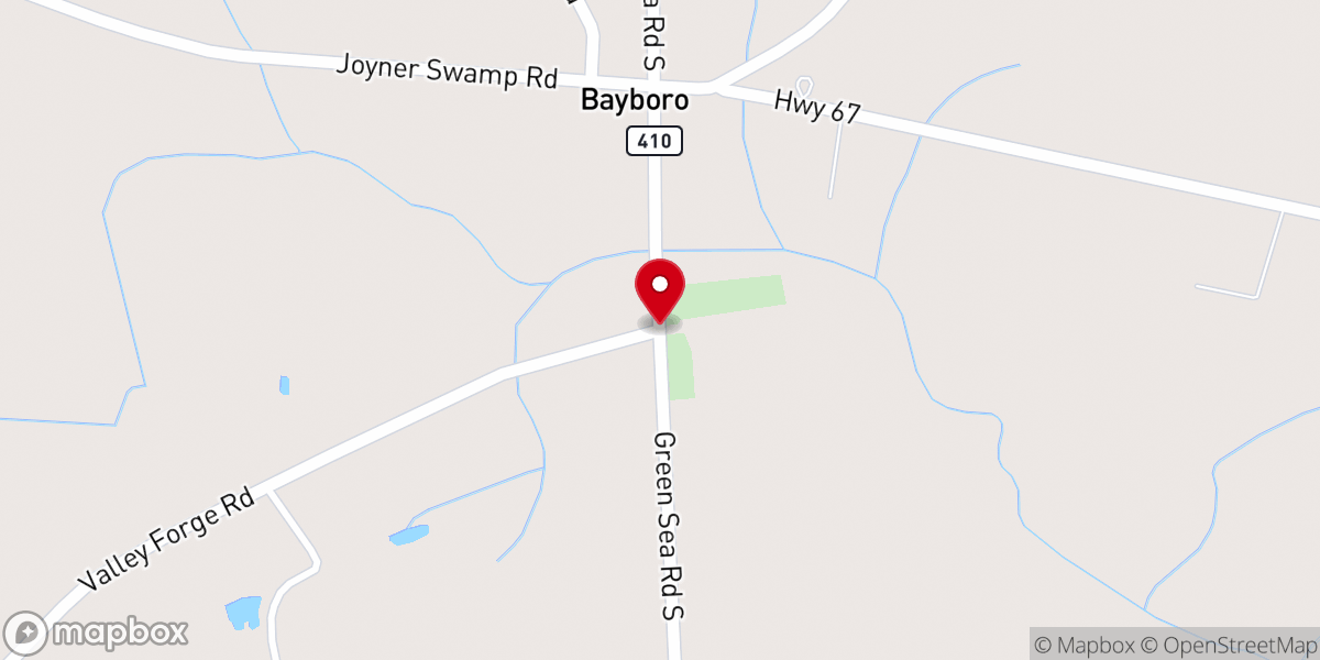 Map showing location of Bayboro Church