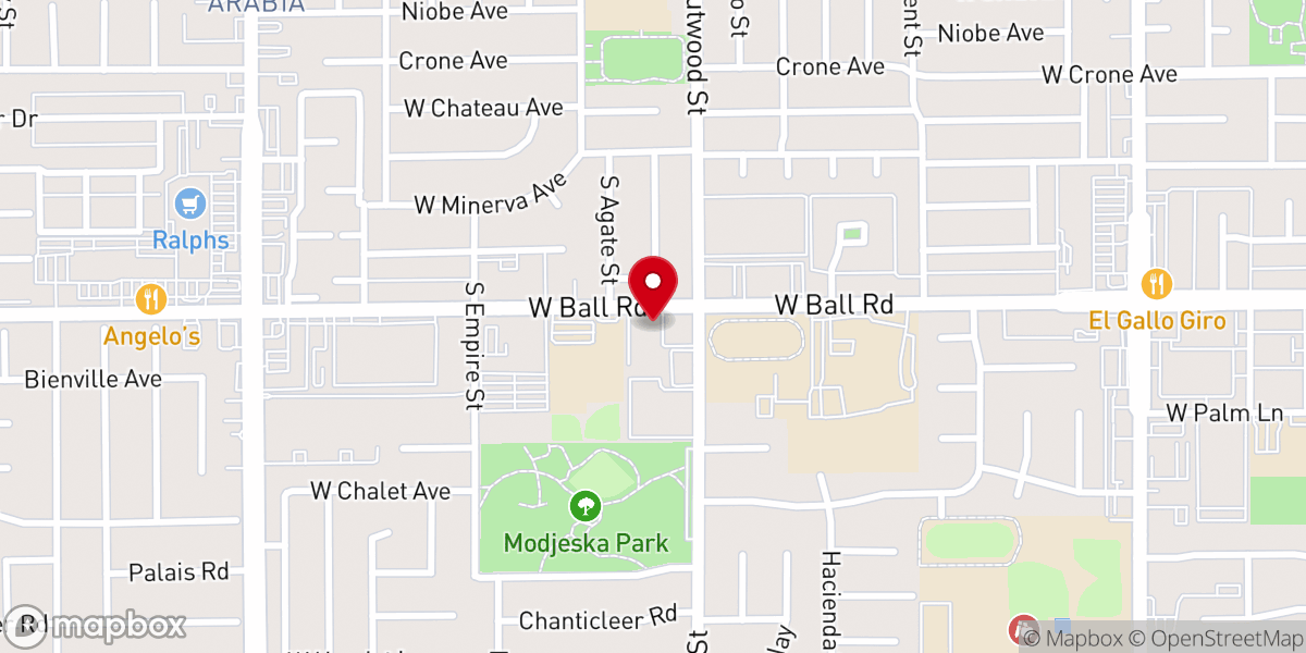 Map showing location of Church in Anaheim—District 2