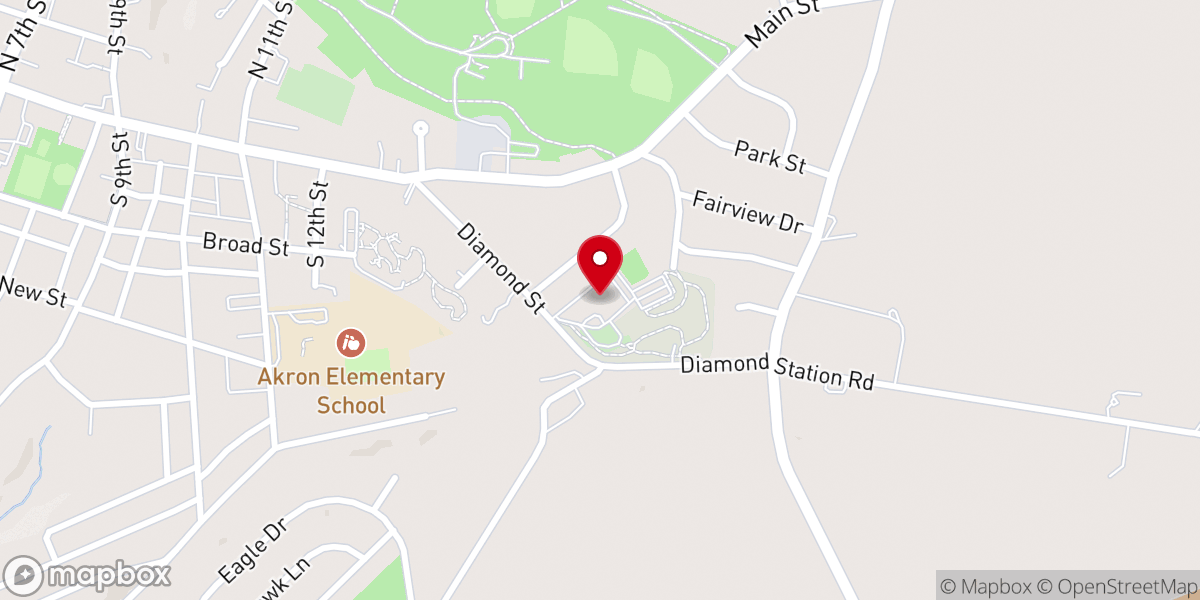 Map showing location of Akron Mennonite Church