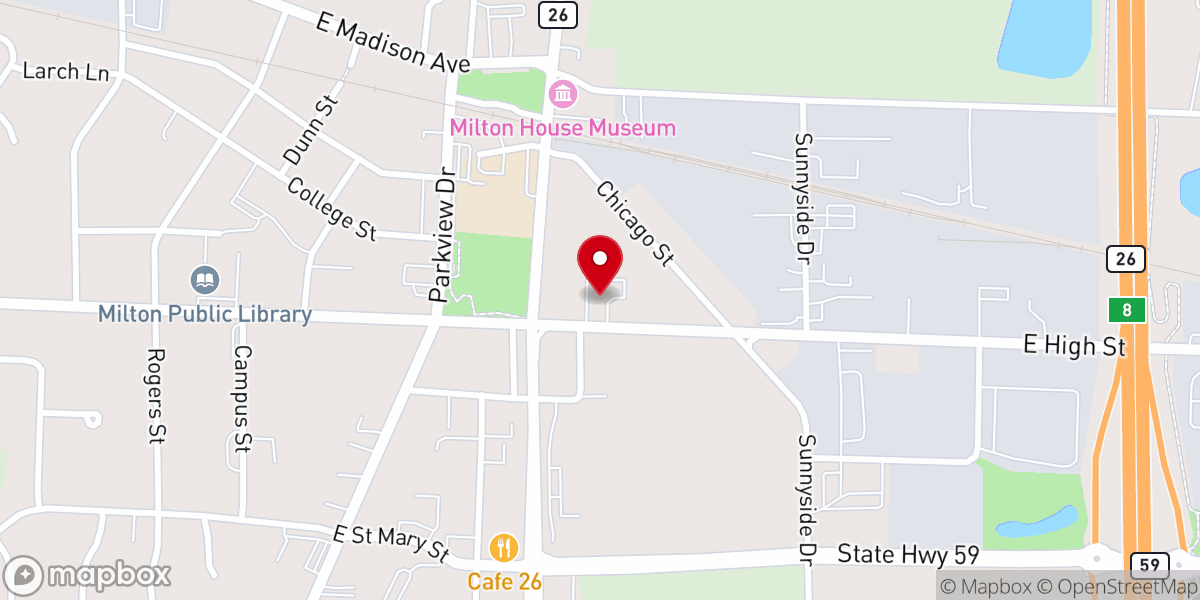 Map showing location of St. John's Evangelical Lutheran Church - WELS