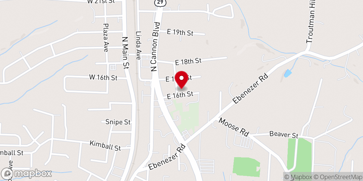 Map showing location of Unity Baptist Church