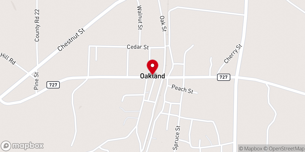 Map showing location of Oakland
