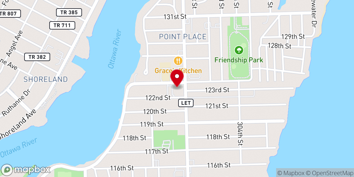 Map showing location of St John the Baptist Catholic Church