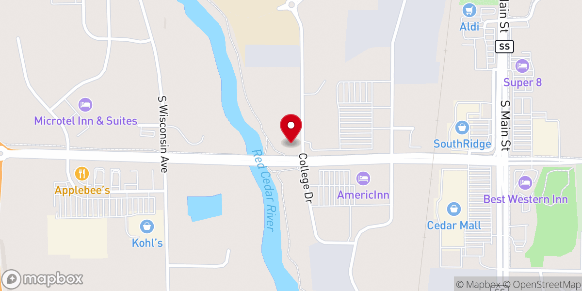 Map showing location of Rice Lake Goodwill Retail & Training Center