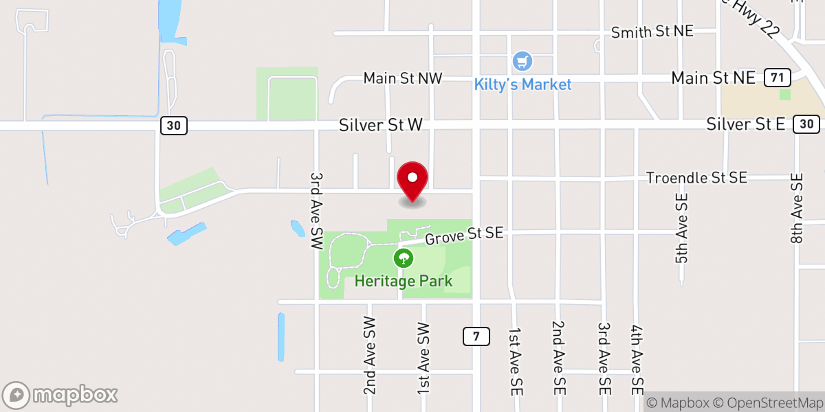 Map showing location of United Church of Mapleton