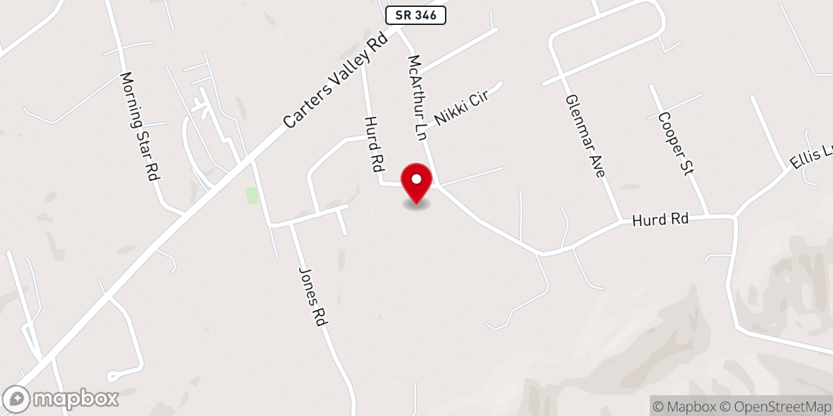 Map showing location of Ridgeview Baptist Church