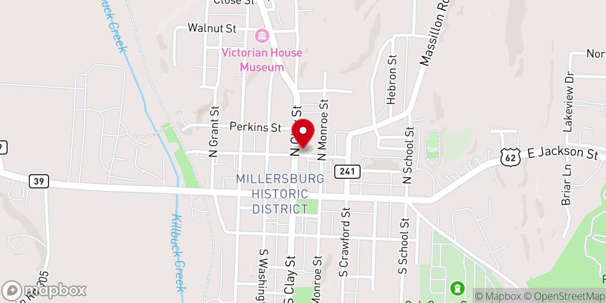 Map showing location of Millersburg Christian Church