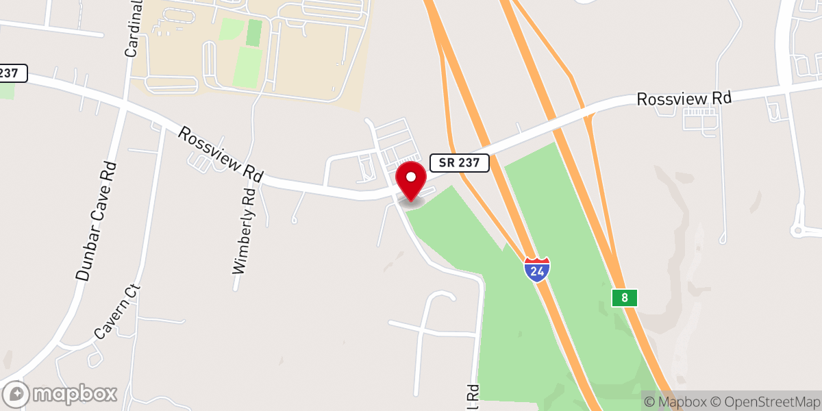 Map showing location of New Hope Baptist Church
