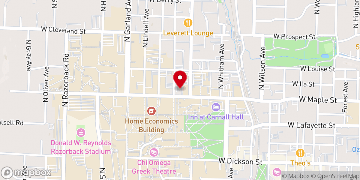 Map showing location of St. Martin’s Episcopal Center at the University of Arkansas