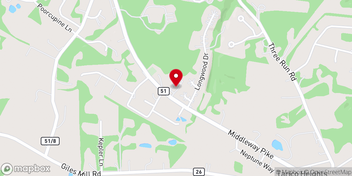 Map showing location of Heritage Free Will Baptist Church