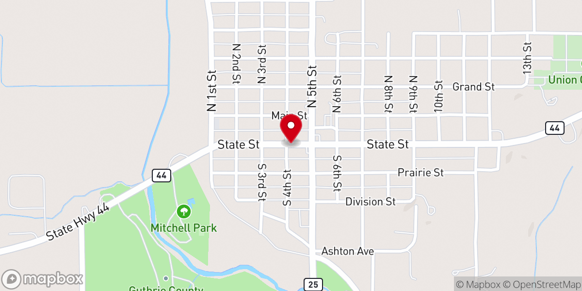 Map showing location of Guthrie Center Church