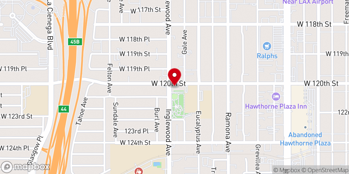 Map showing location of Hawthorne United Methodist Church