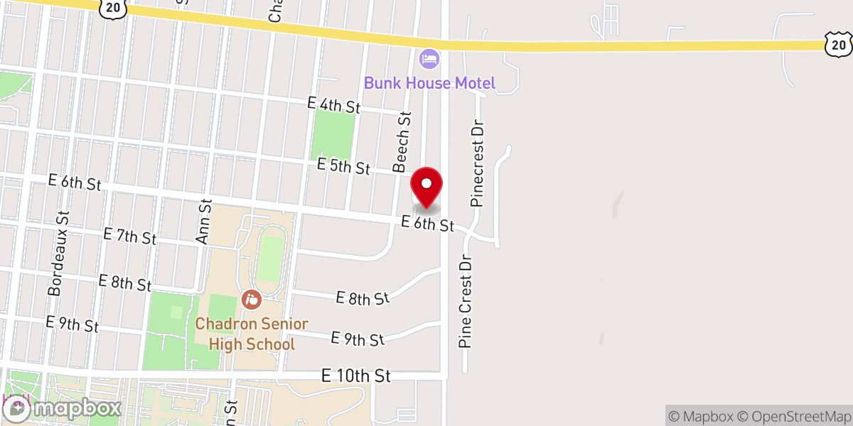 Map showing location of Chadron Christian Church