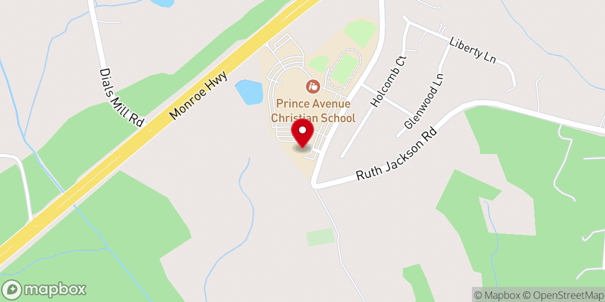 Map showing location of Prince Avenue Baptist Church - Church Offices