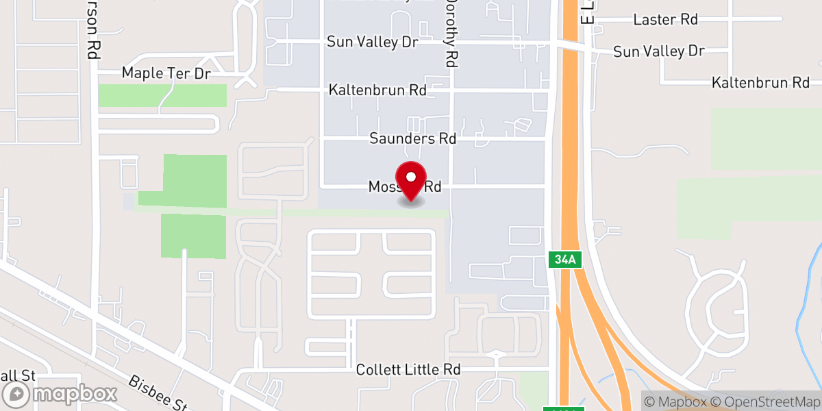 Map showing location of Mosson Road Church