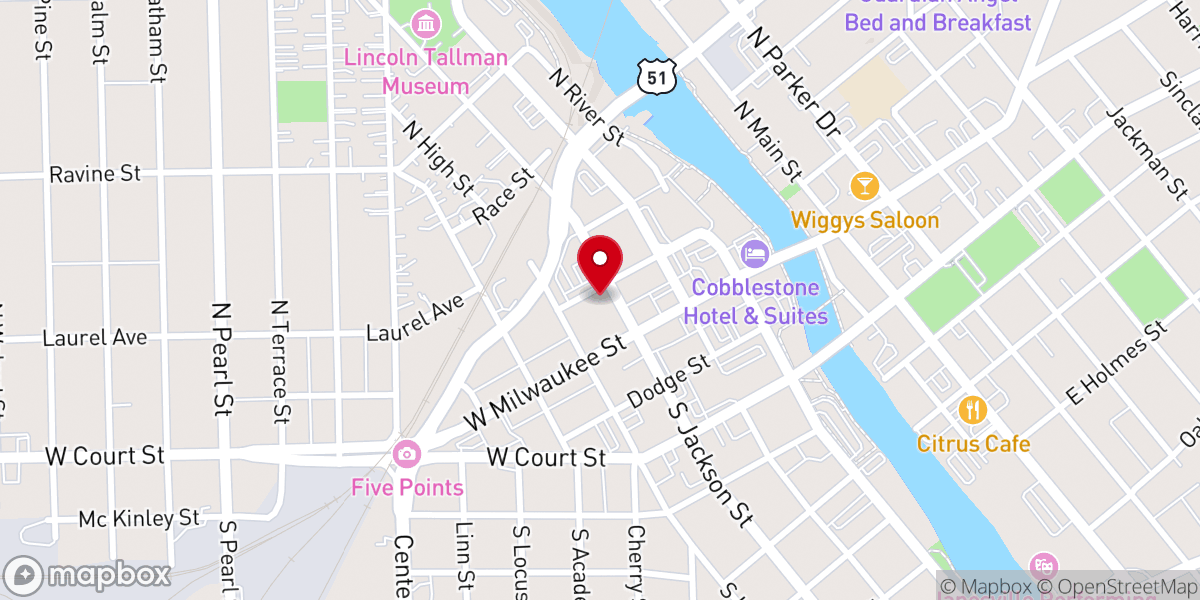 Map showing location of First Presbyterian Church