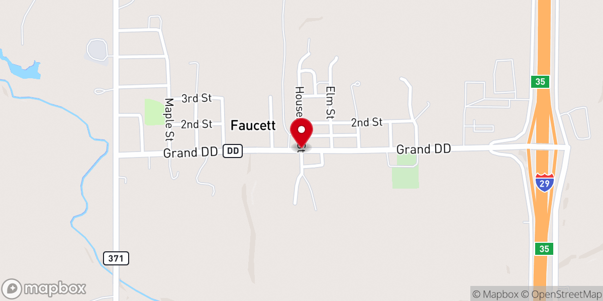 Map showing location of Faucett