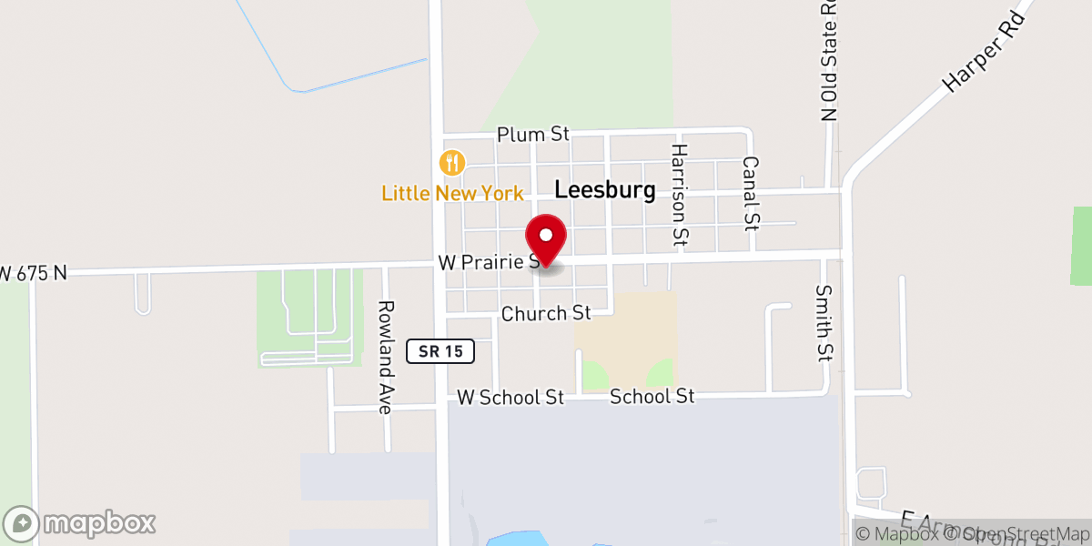 Map showing location of Leesburg Methodist Church