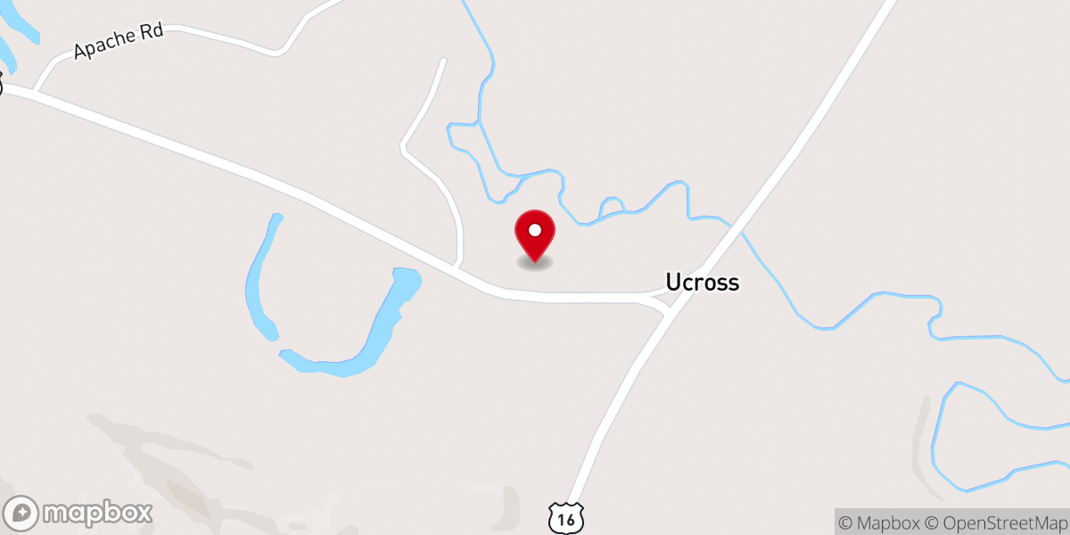 Map showing location of Ucross Chapel