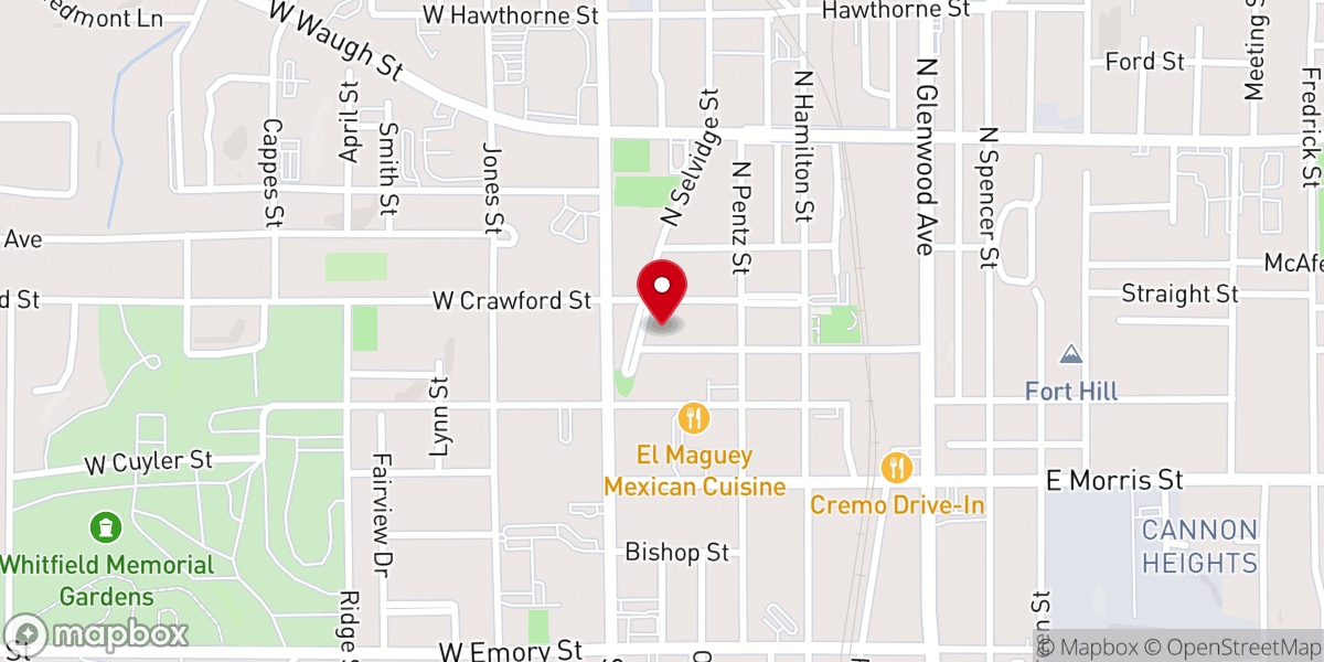 Map showing location of First Presbyterian Church