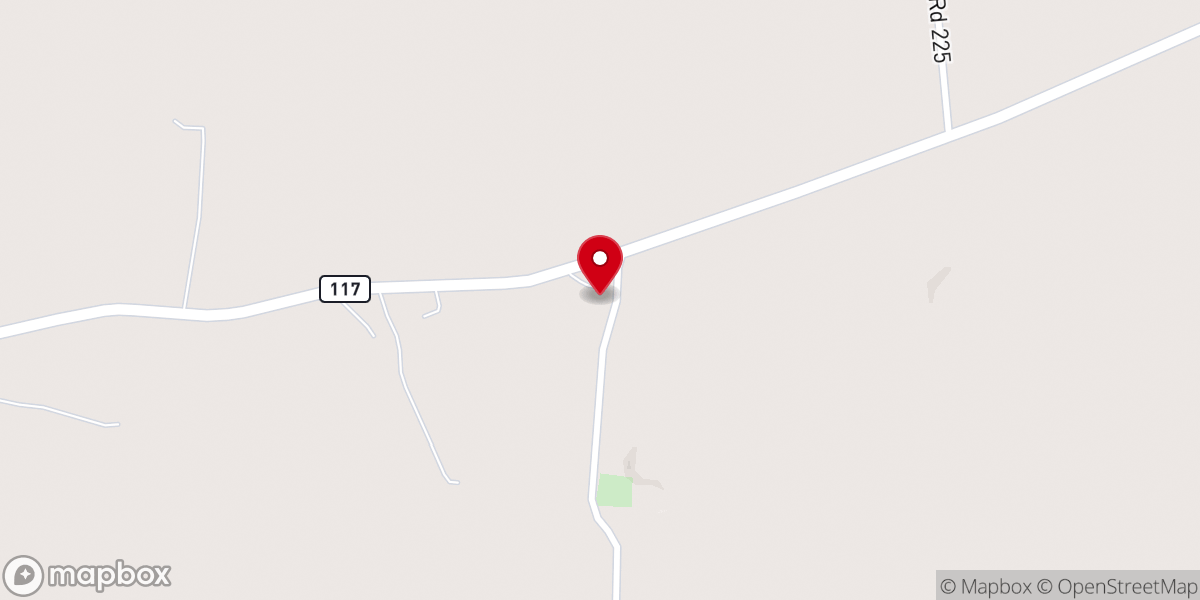Map showing location of New Hope Baptist Church
