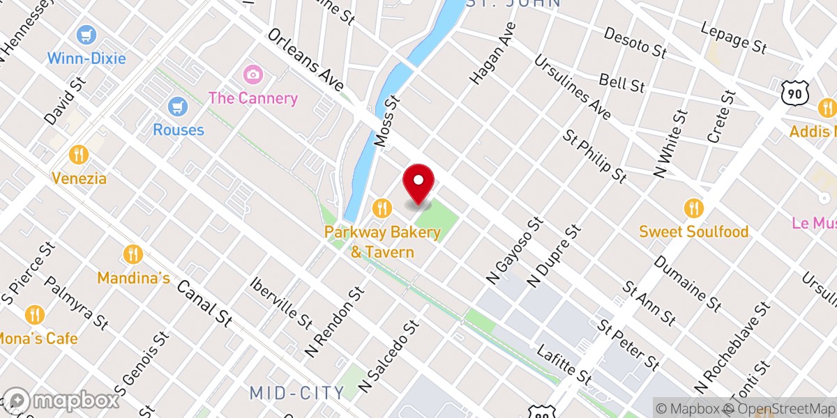Map showing location of Zen Meditation Center of New Orleans
