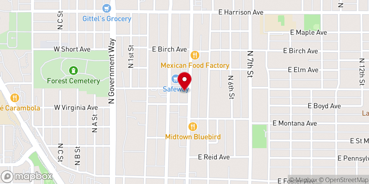 Map showing location of Church of Christ at Coeur d'Alene