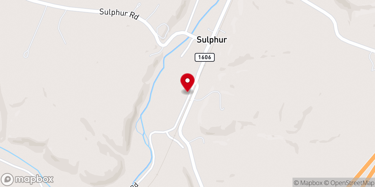 Map showing location of Sulphur Baptist Church