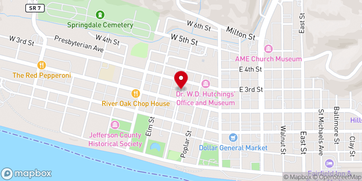 Map showing location of Broadway Fountain