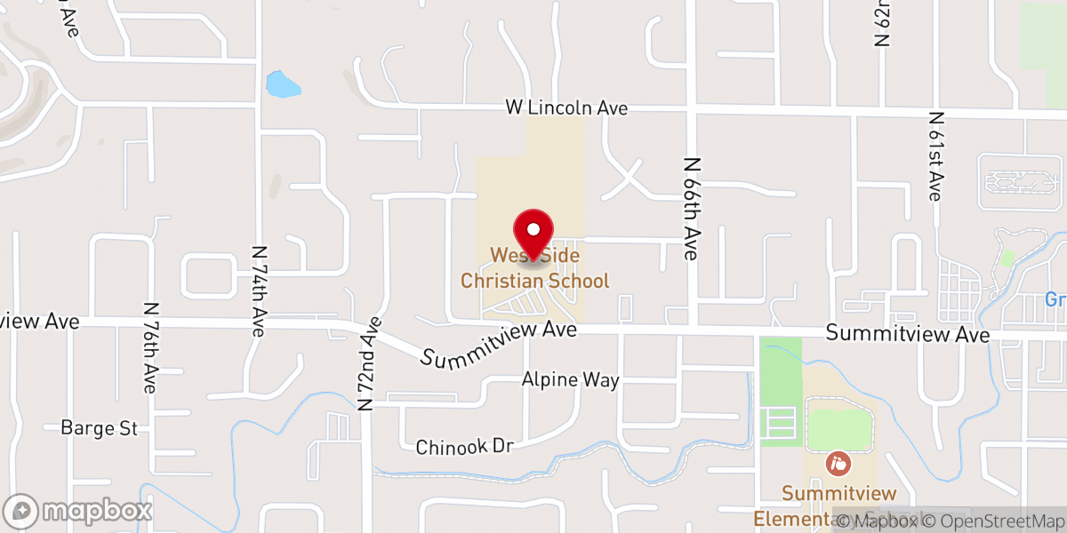 Map showing location of Westside Baptist Church