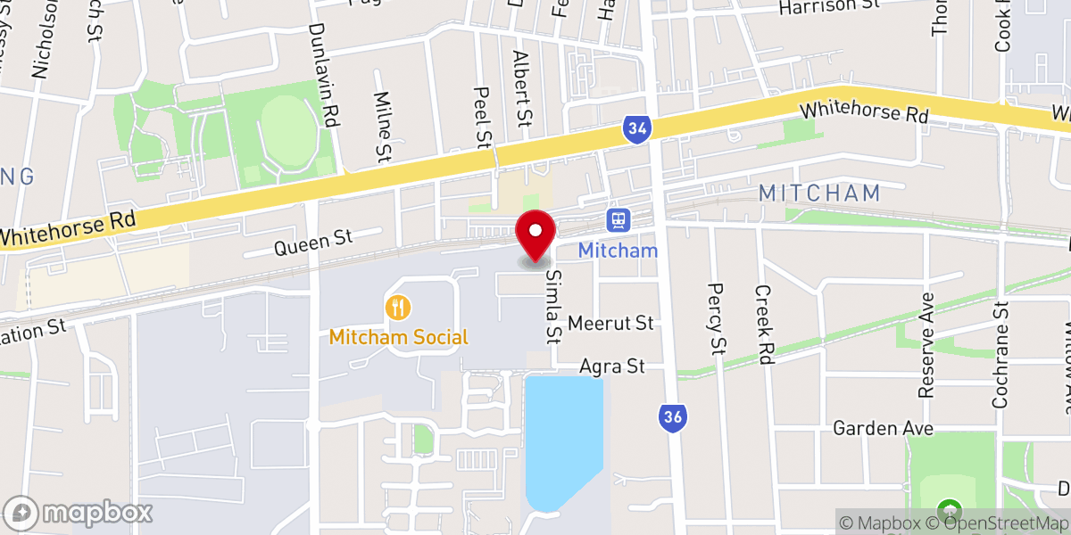 Map showing location of Mitcham Baptist Church