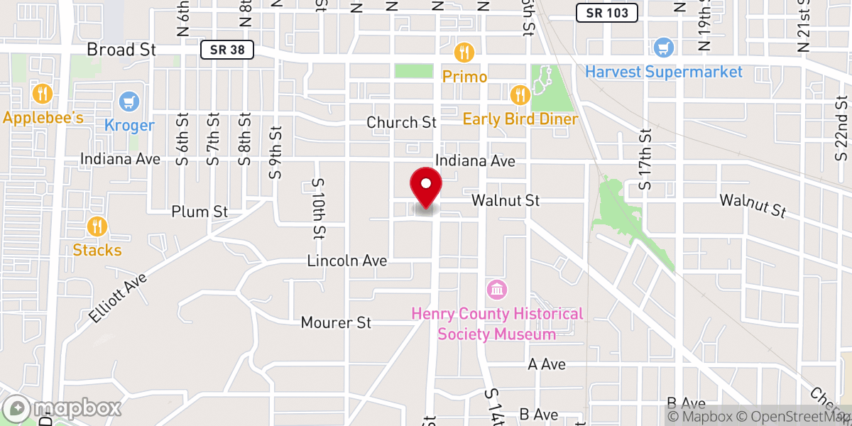 Map showing location of New Castle First Friends Meeting