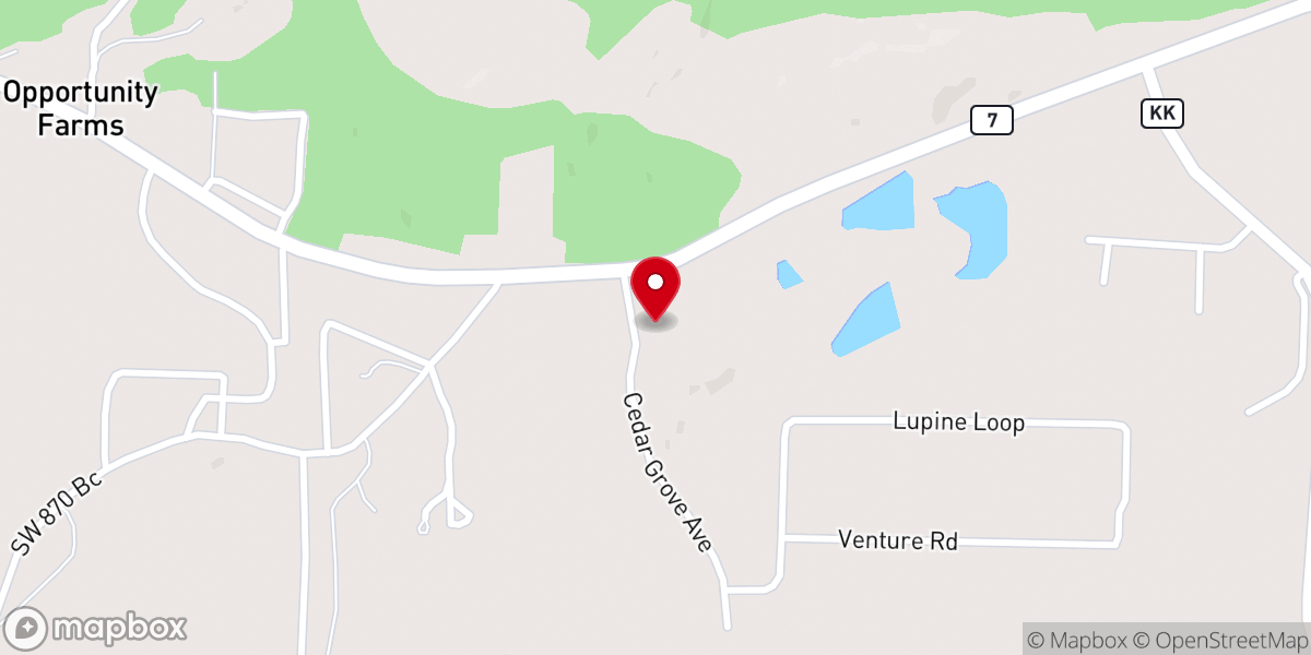Map showing location of Cedar Grove Baptist