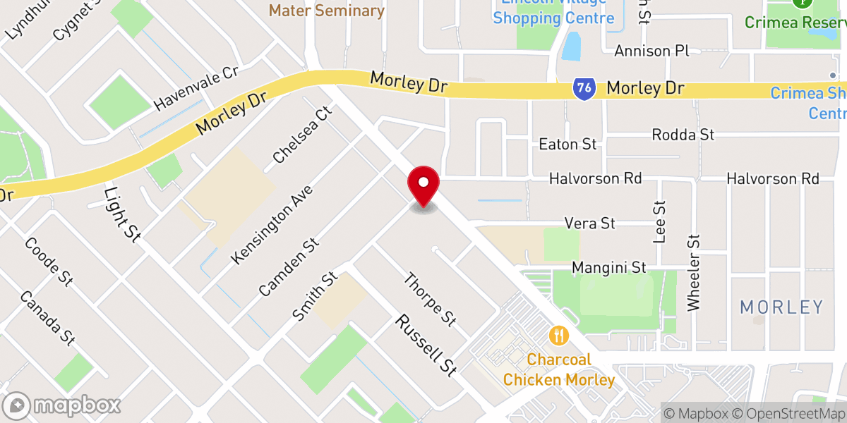 Map showing location of Infant Jesus Parish Morley