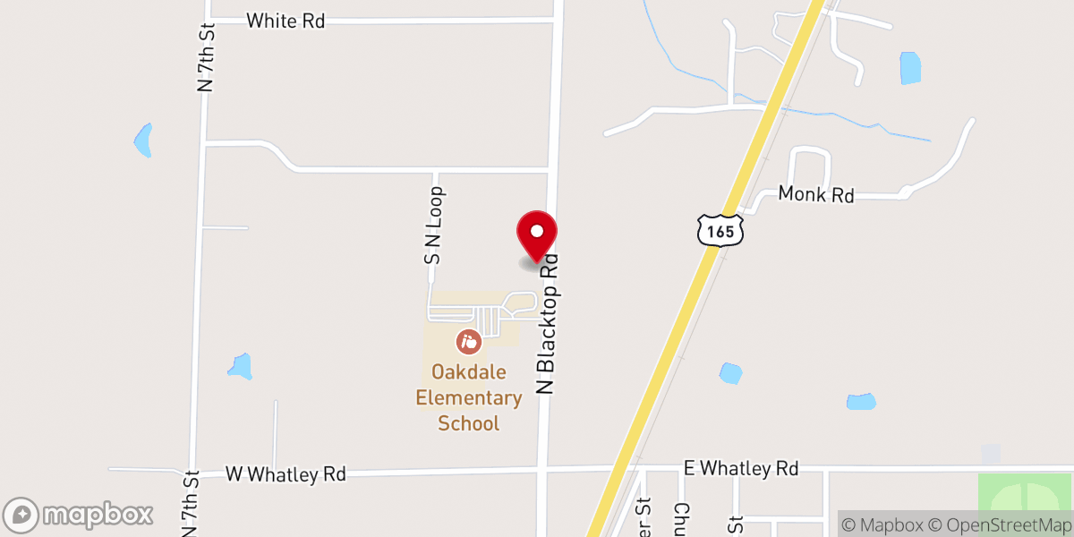 Map showing location of Oakdale Bible Baptist Church