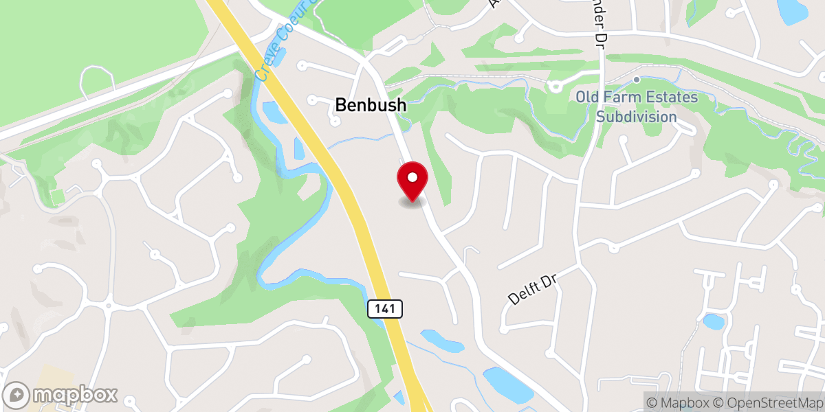 Map showing location of First Baptist Church of Creve Coeur