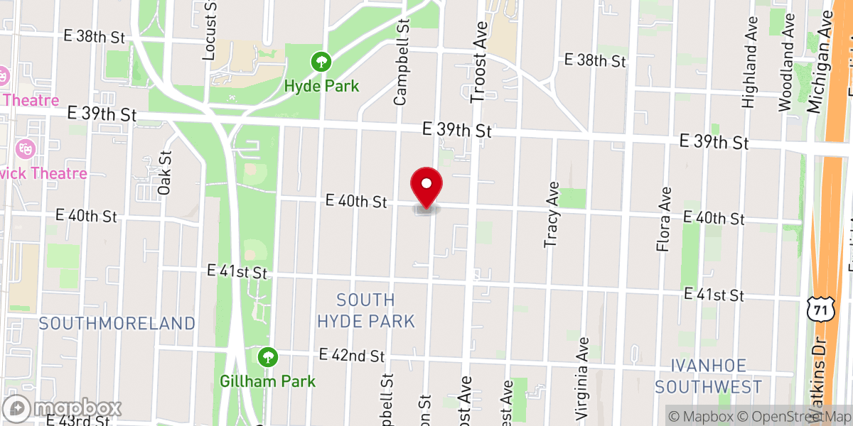 Map showing location of New Mount Olive Baptist Church