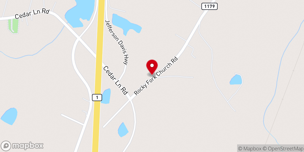 Map showing location of Rocky Fork Christian Church